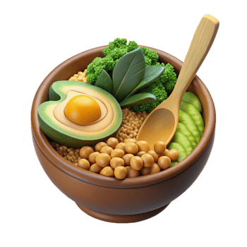 dramatic contemporary Healthy Bowl Avocado, Egg, Soybeans, Broccoli, Quinoa 4K png