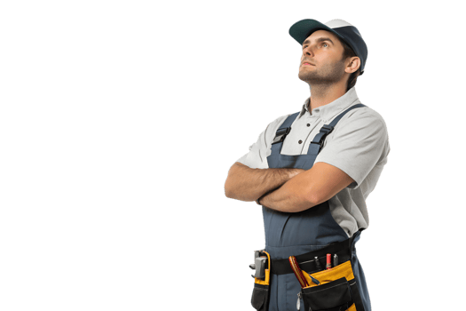 Skilled worker in uniform poses with confidence png
