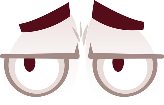 Suspicious cartoon eyes looking sideways with frowning eyebrows, expressing distrust, skepticism, and concern, creating a sense of unease and tension vector