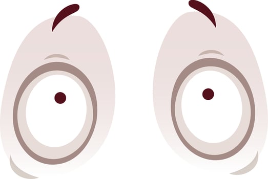 Two large, round cartoon eyes convey a sense of shock or surprise, with raised eyebrows and wide pupils against a white background, creating a humorous and expressive visual vector