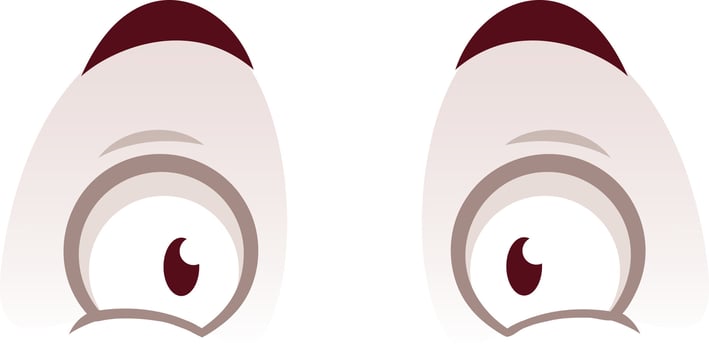 illustration of cartoon eyes with raised eyebrows, conveying surprise and curiosity. The minimalist design uses simple lines and shades to create an expressive and playful look vector