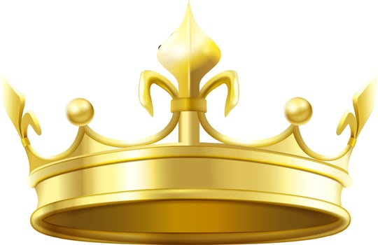 Golden royal crown adorned with fleur de lis and orbs symbolizes monarchy, luxury, power, authority, and the wealth and pride associated with success in a kingdom vector