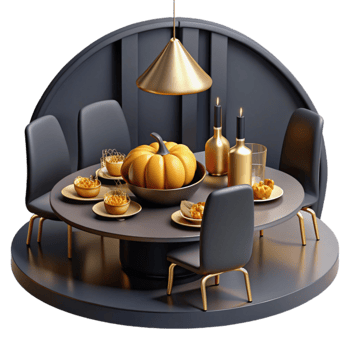 serene artistic Autumn Table Setting Elegant Pumpkin Decor high quality png