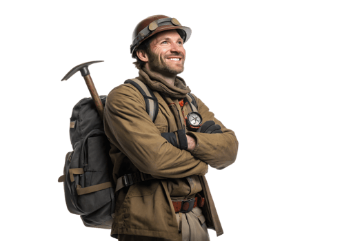 Miner posing with pride in work attire png