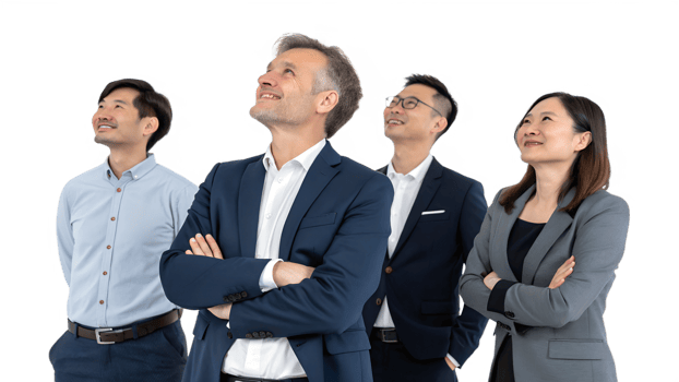 Business team members looking up with optimism png