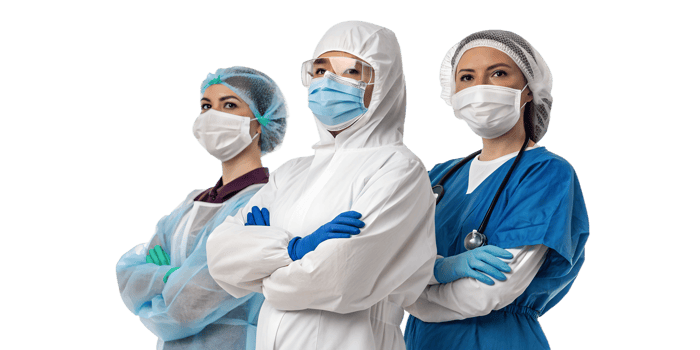 Healthcare workers in protective gear png
