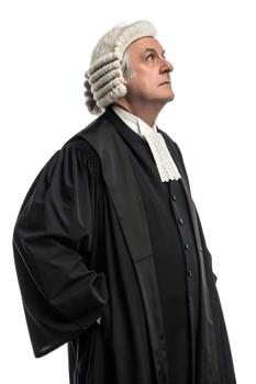 Judge in robes, gazing upward intently png