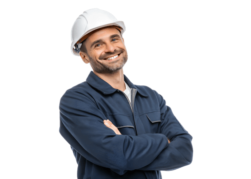 Happy construction worker after project png