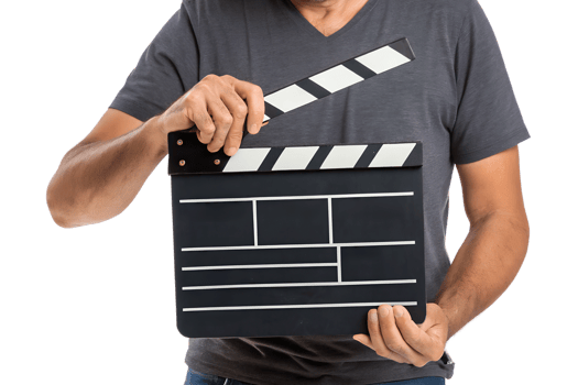Clapperboard being used for film production scene png