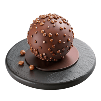 serene minimalist Chocolate Sphere Dessert Decadent Treat with Crunchy Topping original png
