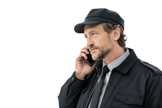 Uniformed man on phone png