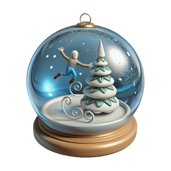 elegant modern Winter Scene Snow Globe Festive Holiday Decoration premium png