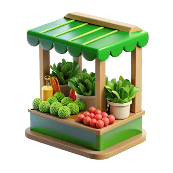 dramatic traditional Farmers Market Stand Fresh Produce, Vegetables, and Fruits professional png