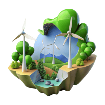 elegant contemporary Green Energy Windmills, Sustainable Landscape, Clean Power 4K png