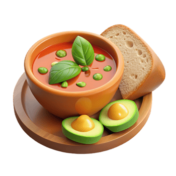 extraordinary classic Savory Tomato Soup with Avocado Bread authentic png
