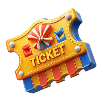 dramatic artistic Funfair Ticket Festive 3D Design premium png