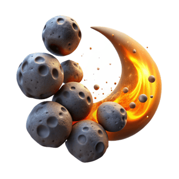 beautiful contemporary Fiery Asteroid Shower Cosmic Collision high resolution png