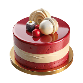 wonderful creative Elegant Red Velvet Cake with Cream and Berries genuine png