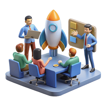 Teamwork, Startup Launch, Strategy Meeting, Project Planning, Business Growth, Innovation, Collaboration, Rocket Ship, Success, Presentation png