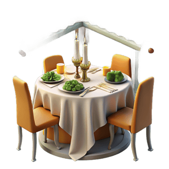 Romantic Candlelit Dinner Setting with Festive Decor png