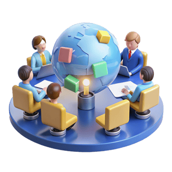 Global Team Collaboration A 3D Illustration of International Business Strategy png