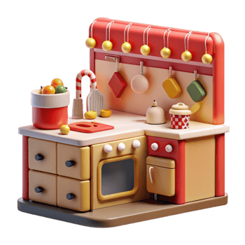 stunning modern Festive 3D Render of Christmas Kitchen authentic png