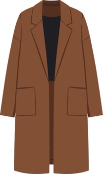 Stylish brown long coat in flat design style showcasing minimalist fashion trends in a casual setting illustration vector