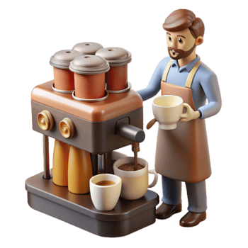 extraordinary rustic Barista Making Coffee with Espresso Machine genuine png