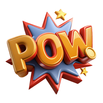 magnificent abstract 3D Comic Book POW Sound Effect high quality png