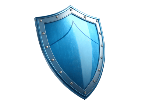 Metallic blue shield design with detailed edging png