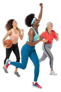 Three women enjoying fitness together png