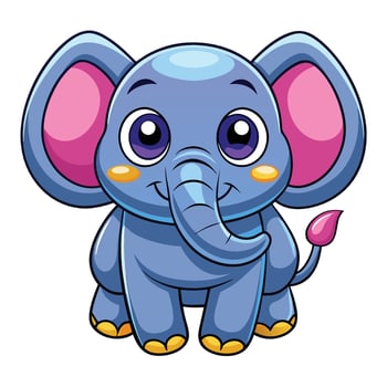 cute cartoon elephant illustration white background vector