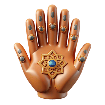 Ornate 3D Hand Model Golden Jewel Detail png