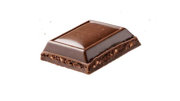 Artisan dark chocolate block on white background png