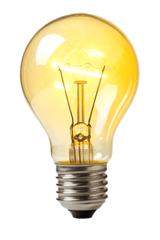 Classic light bulb shining with warm glow png