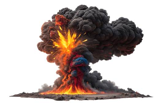 Large explosion creates a dramatic cloud of smoke png