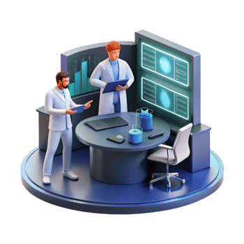 Scientists Collaborate on Research Data Analysis png
