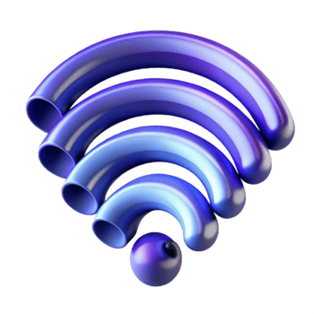 impressive rustic Wireless Network Signal 3D Render of a Blue Wifi Symbol original png