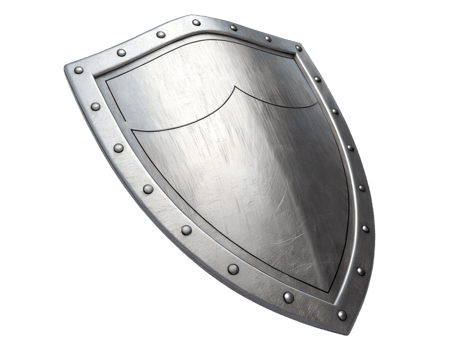 Shield design displaying polished metal surface png