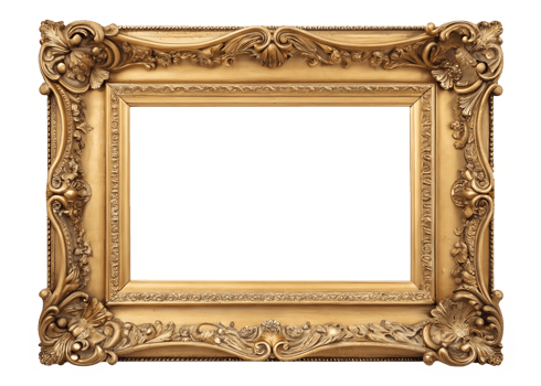 Ornate gold frame designed for art display png