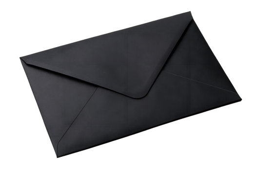 Black envelope isolated on the transparent background png