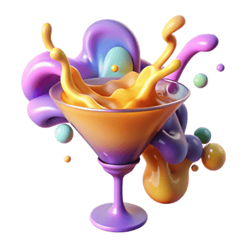 Vibrant Cocktail Splash 3D Render of Colorful Drink png