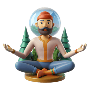 Mindfulness in Nature 3D Render of Yogi in Peaceful Forest png