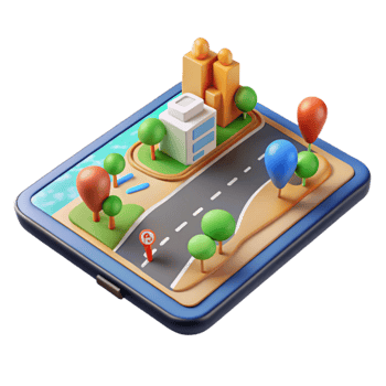 3D City Map Mobile Navigation App Concept png