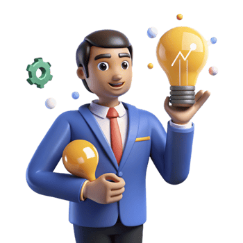 Businessman with Bright Ideas Solutions Innovation png