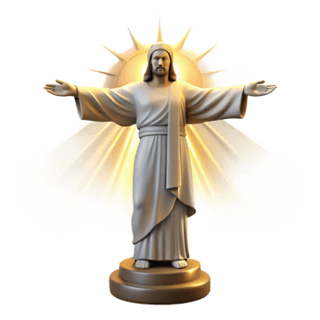 stunning classic Radiant Savior Statue of Christ, Religious Art, Spiritual Symbolism detailed png