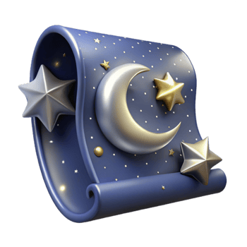 Celestial Night Scroll Stars, Moon, and Night Sky png