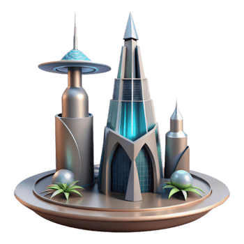 serene rustic Futuristic Cityscape Architectural Wonders of Tomorrow exclusive png