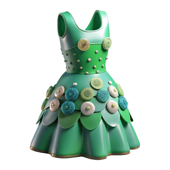 impressive contemporary Green Dress with Decorative Embellishments professional png