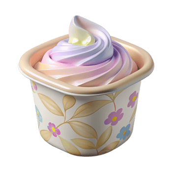 Pastel Swirl Frozen Dessert in Floral Cup png